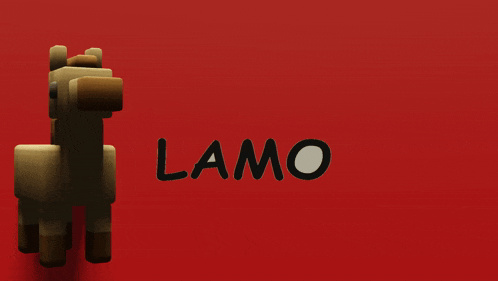 a red background with the word lamo in black letters