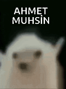 a blurred image of a polar bear with the words " ahmet muhsin " on the bottom