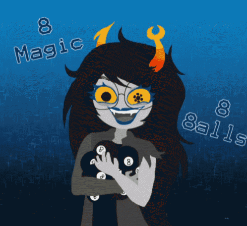 a drawing of a troll with the words 8 magic and 8 balls