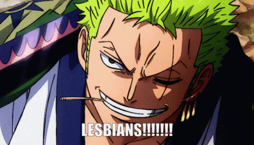 a cartoon of a man with a cigarette in his mouth and the words lesbians written below him