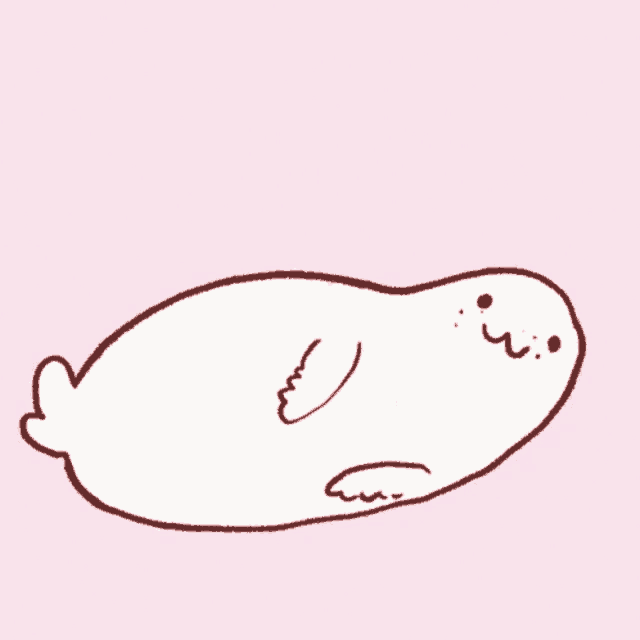 a drawing of a seal with a heart floating above it