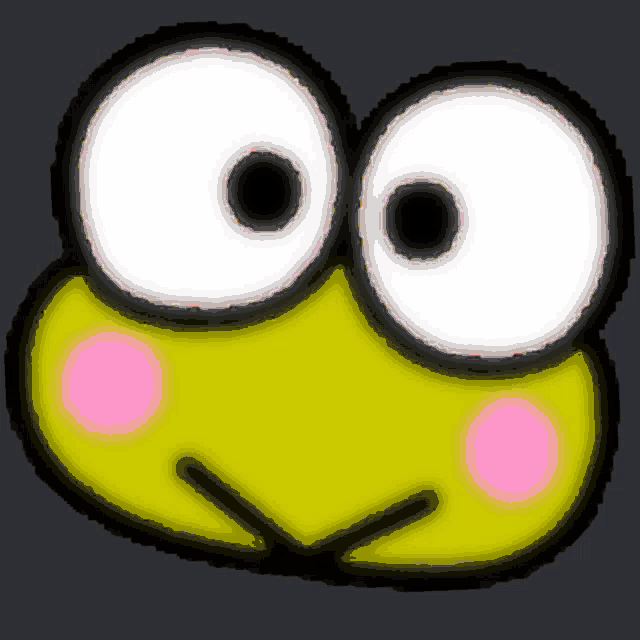 a frog with big eyes and a pink nose