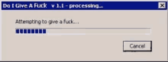a computer screen says do i give a fuck v1.1 failed fuck not given