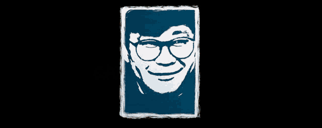 a drawing of a man with glasses and the word zopul in orange