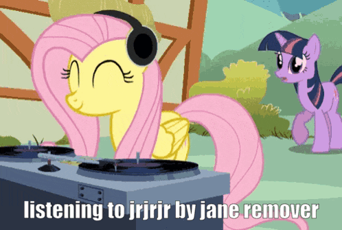 a cartoon of a pony listening to jrjr by jane remover