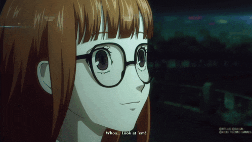 a girl with glasses says whoa look at ' em