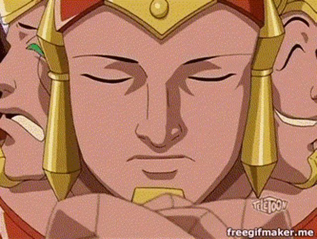 a close up of a cartoon character 's face with a teletoon logo on the bottom right corner .