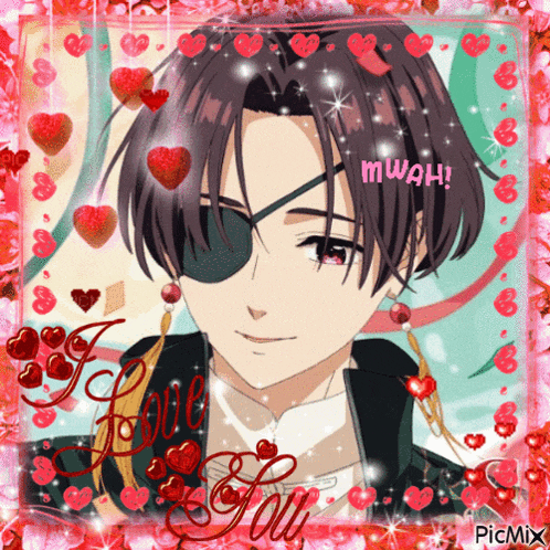 a picture of a boy with hearts and the words " i love you " on it