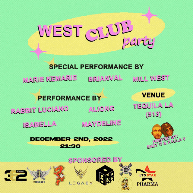 a poster advertising a west club party on december 2nd 2022