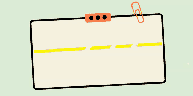 a piece of paper with yellow lines and a paper clip