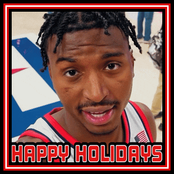 a picture of a basketball player with the words happy holidays on the bottom