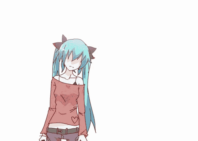 a drawing of a girl with blue hair