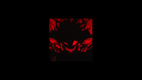 a black background with a red silhouette of a demon