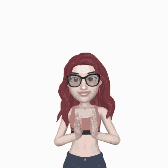 a cartoon girl with red hair and glasses is clapping