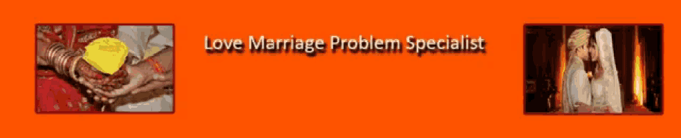 an ad for a love marriage problem specialist with a picture of a bride and groom