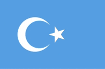 a blue flag with a crescent moon and a star