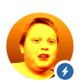 a picture of a boy with a lightning bolt icon next to him