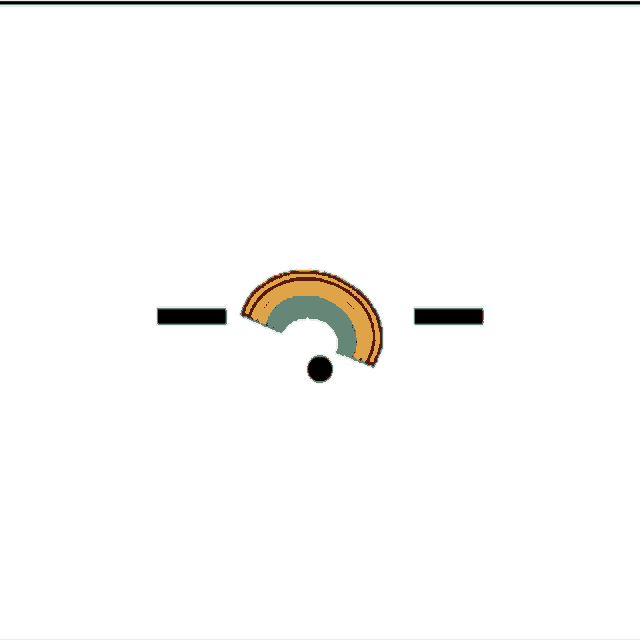 three black circles with a rainbow in the center