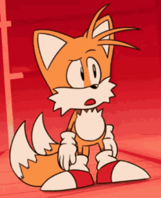 a cartoon of a fox with a surprised look on its face