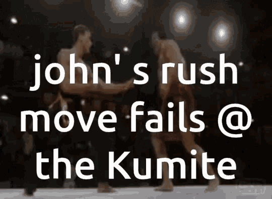john 's rush move fails @ the kumite is displayed on a screen