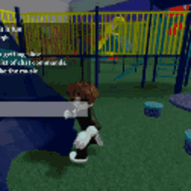 a video game character is running through a tunnel in a playground ..