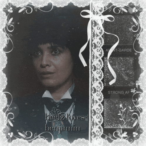 a picture of a woman with the name benjamin written on it