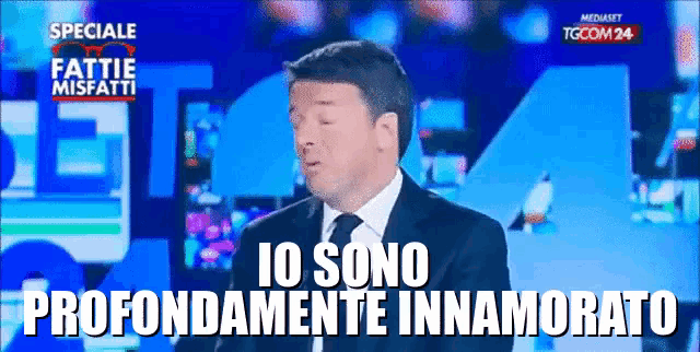 a man says io sono profondamente innamorato on a television screen