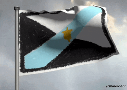 a drawing of a flag with the hashtag @mareobadr
