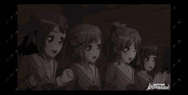 a group of anime girls standing next to each other with the words mi mama me dejo con