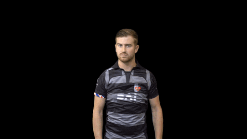 a man in a striped shirt with the letters eai on it