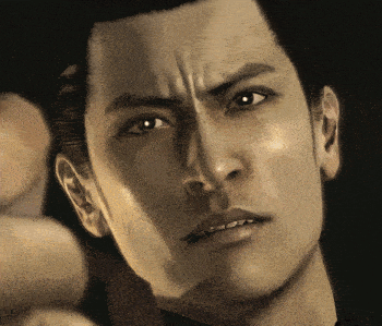 a close up of a man 's face with his finger pointing at the camera