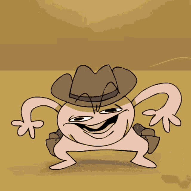 a cartoon character wearing a cowboy hat and holding a gun