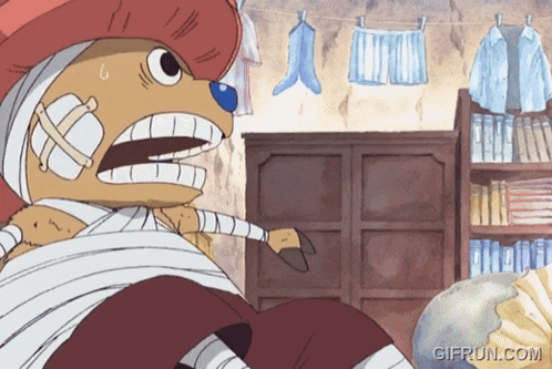 a gif from gifrun.com shows a stuffed animal with bandages on its face