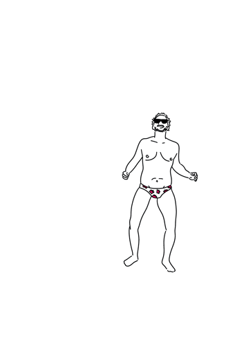 a drawing of a man without a shirt wearing a pair of underwear