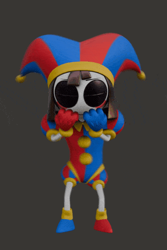 a cartoon character wearing a jester costume and sunglasses