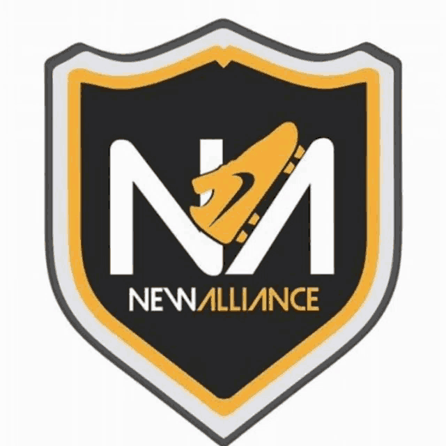 a logo for a company called new alliance with a shield and a shoe on it .