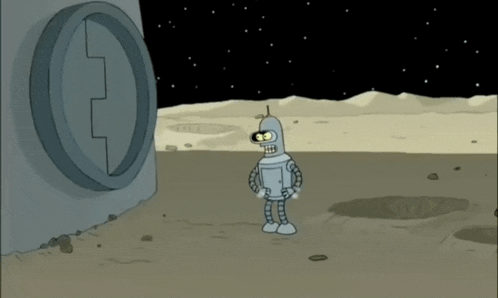 a cartoon of a robot standing on the moon with the caption i 'm gonna make my own gifs