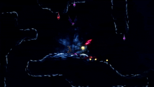 a video game scene with a red light coming out of it