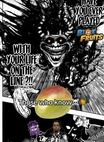 a black and white poster that says have you ever player blox fruits on it