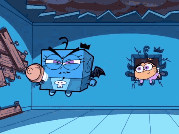 a cartoon character with a bat and a skull on his chest