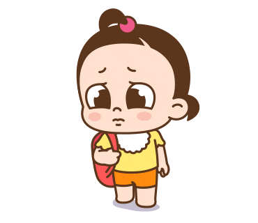 a cartoon girl is laying on the ground with a red backpack