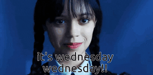 a girl with pigtails and the words it 's wednesday wednesday on the bottom
