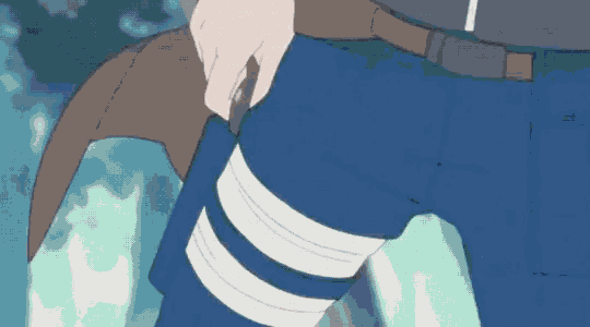 a close up of a person 's pants with a bandage on their leg .