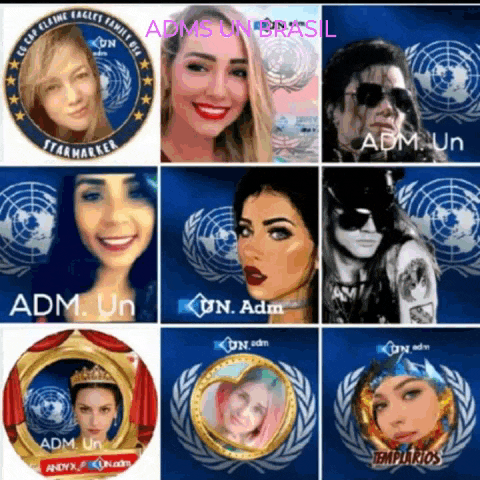 a collage of adms un brasil logos with various women