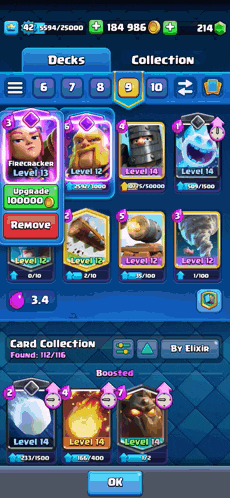 a screenshot of a clash of clans game showing a collection of cards
