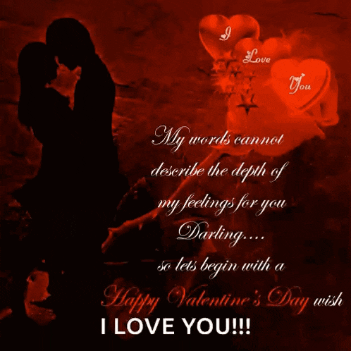 a valentine 's day wish with a couple kissing and hearts