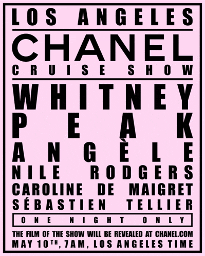 a pink and black poster for the los angeles cruise show