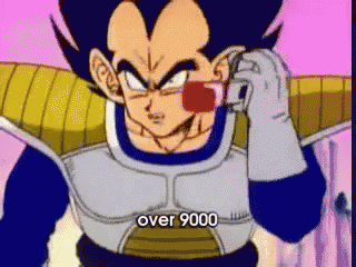 a cartoon character is talking on a cell phone with over 9000 written on the bottom