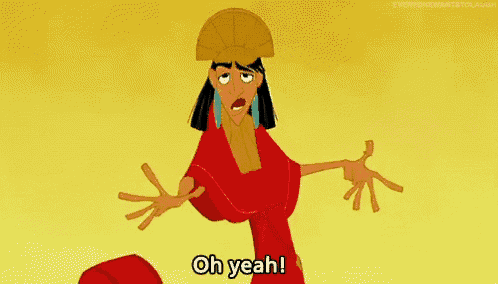 a cartoon character from the emperor 's new groove is standing with his arms outstretched and saying oh yeah
