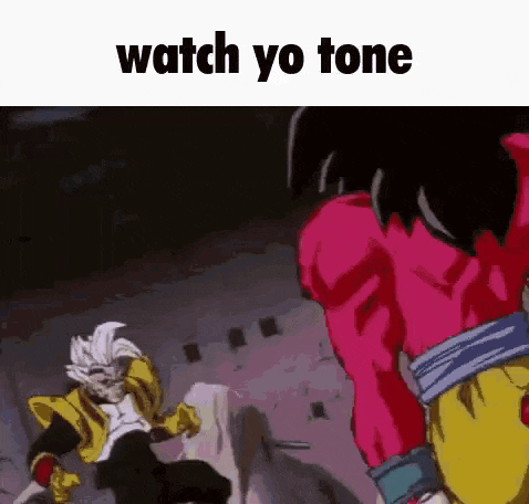a cartoon of a man fighting another man with the words `` watch yo tone '' written on the bottom .